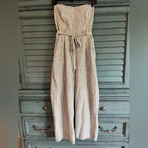 American Eagle Strapless Striped Jumpsuit